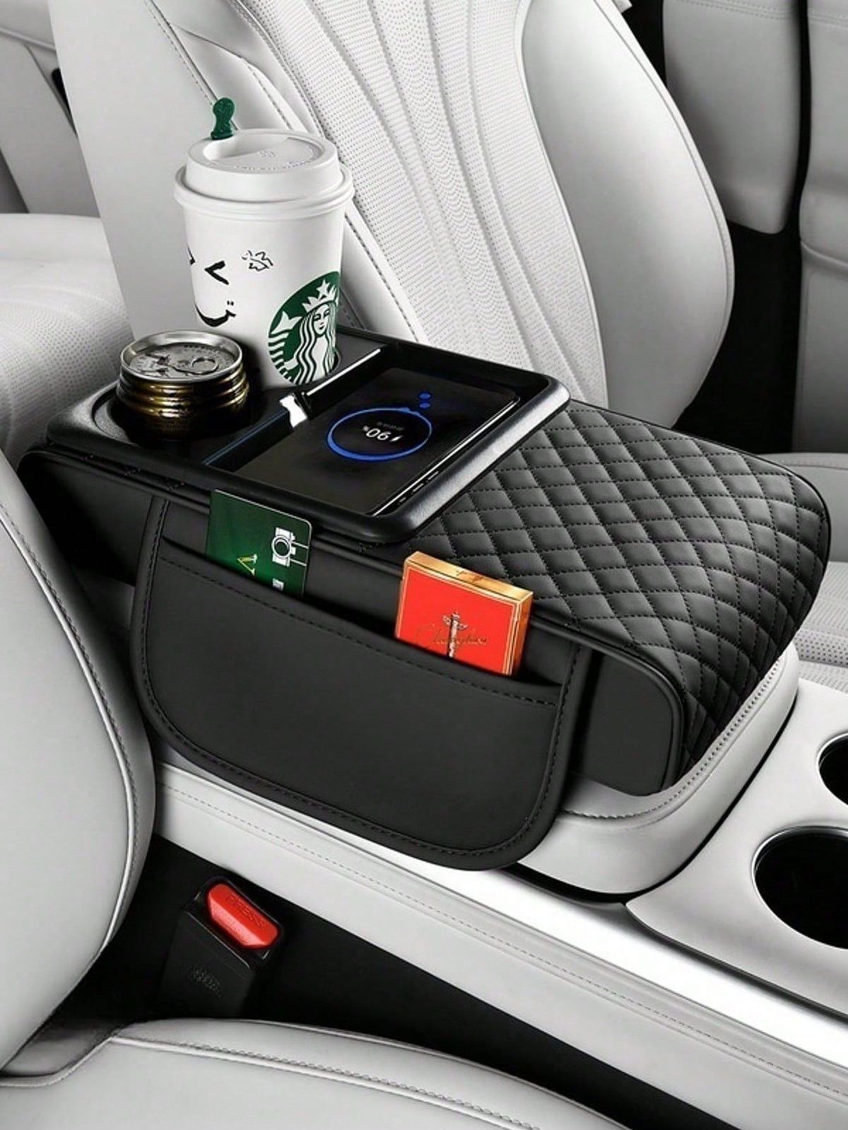 Premium Car Armrest Organizer – With Cup Holder & Tissue Box